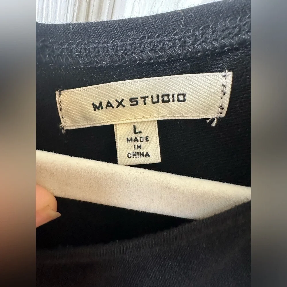 Max Studio Jumpsuit Womens Large Black Wide Leg Belted Stretch Sleeveless Formal - Picture 3 of 11